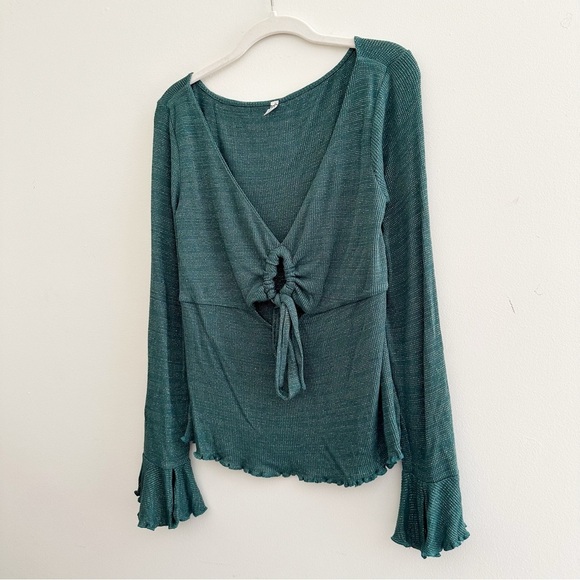 Free People Intimately “Say When” Long Sleeve Top In Forest Green Size Large - Picture 3 of 11